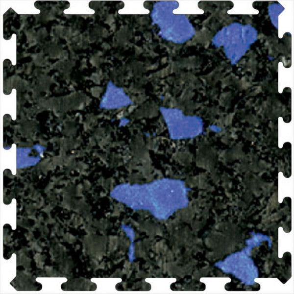 Flexco Prime Sports 34.25" x 34.25" Smooth 0% Black Chip Color Rubber Interlocking Tile 4mm