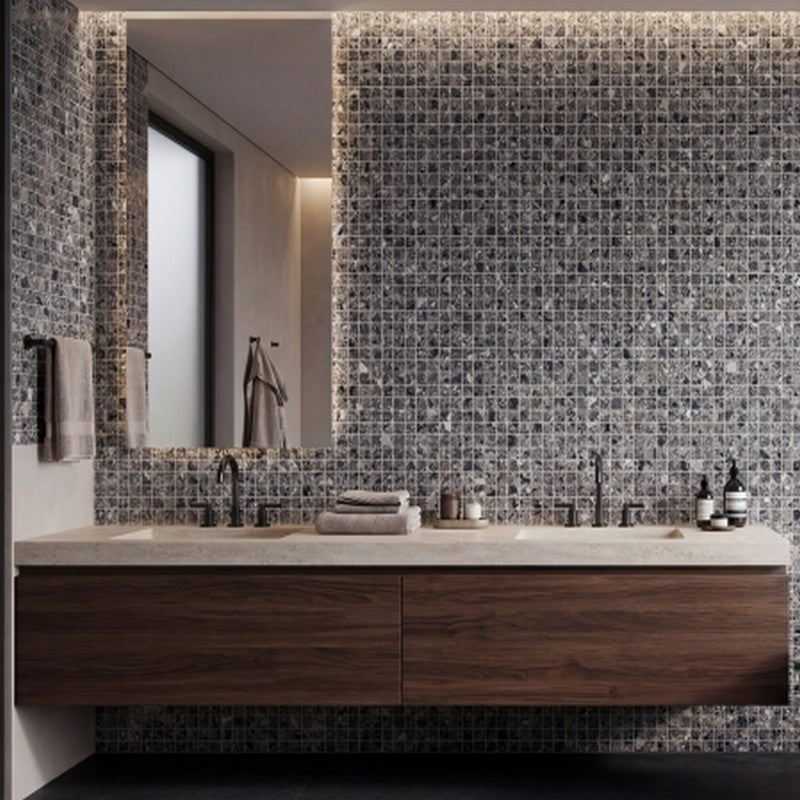 Emser-Milzetti-12-x-12-Rectified-Polished-Porcelain-2-Mosaic-Pebble-Dark