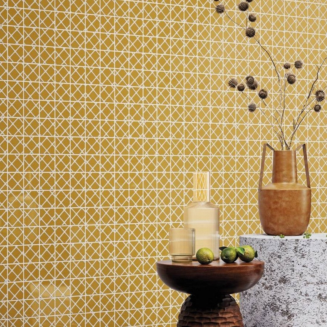 Emser-Vectora-12-x-12-Rectified-Glossy-Porcelain-2-Mosaic-Yellow