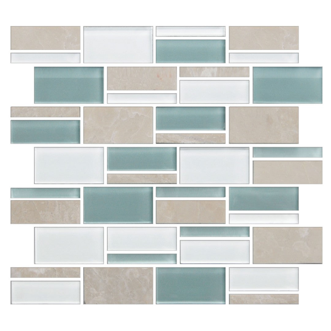 American Olean Color Appeal Glossy 12" x 13" Glass & Stone Mosaic