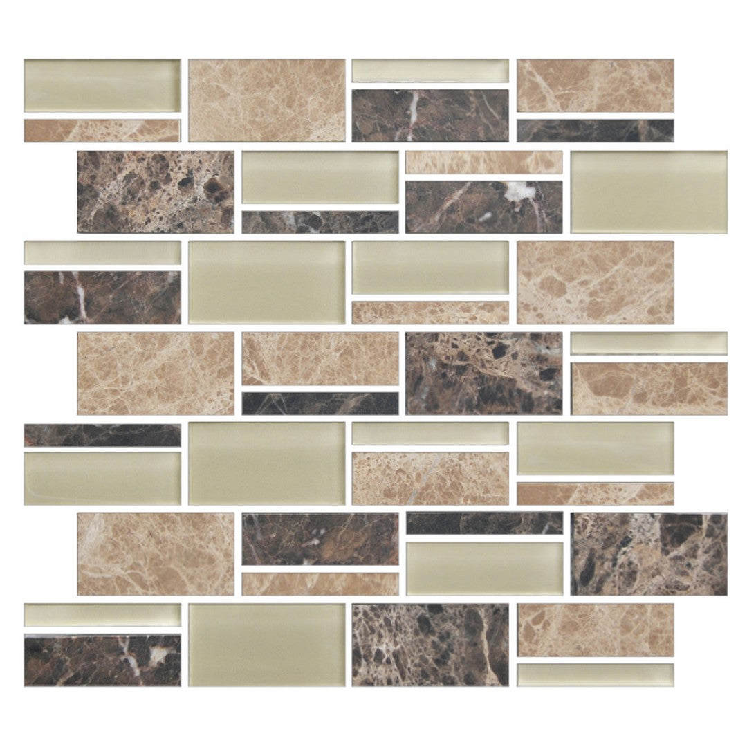 American Olean Color Appeal Glossy 12" x 13" Glass & Stone Mosaic