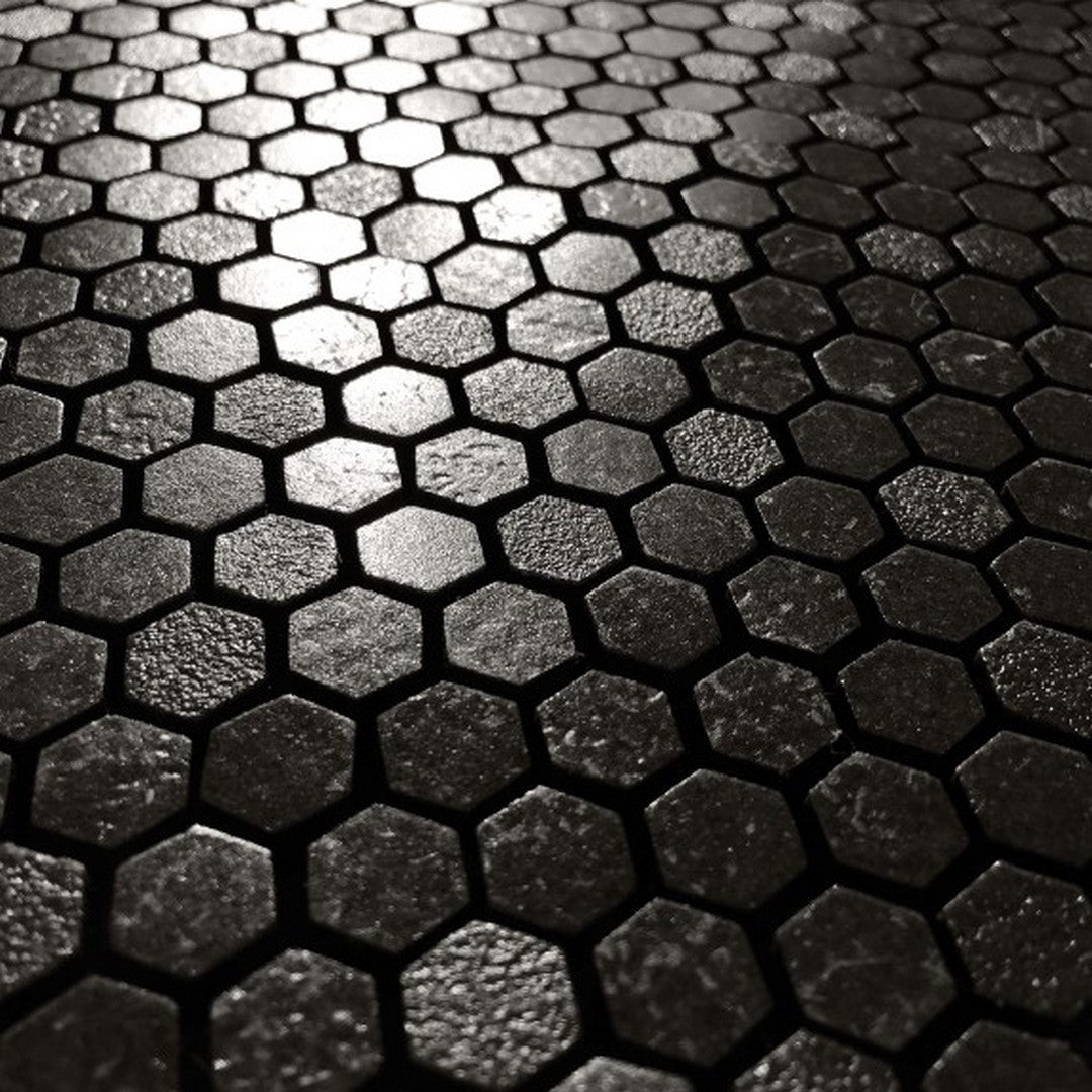 Emser-Revify-11-x-12-Matte-Resin-Natural-Stone-Hexagon-Mosaic-Nero