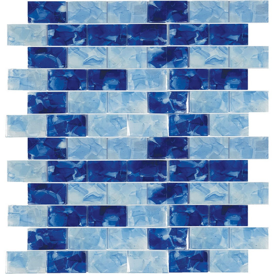 Tesoro Flower Glass 11.75" x 12" Interlocking 1x2" Glass Mosaic