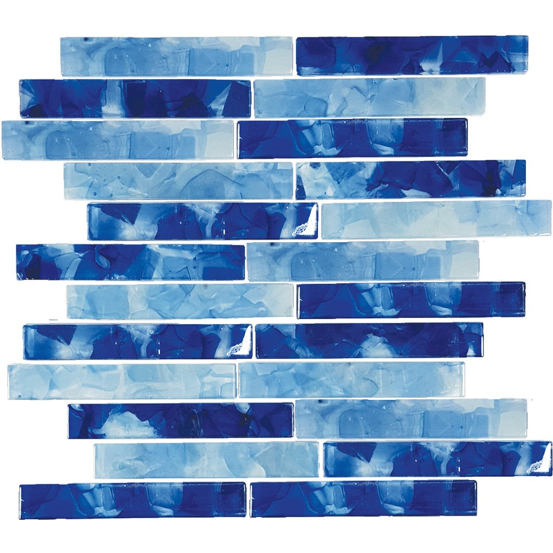 Tesoro Flower Glass 11.75" x 12" Interlocking 1x6" Glass Mosaic