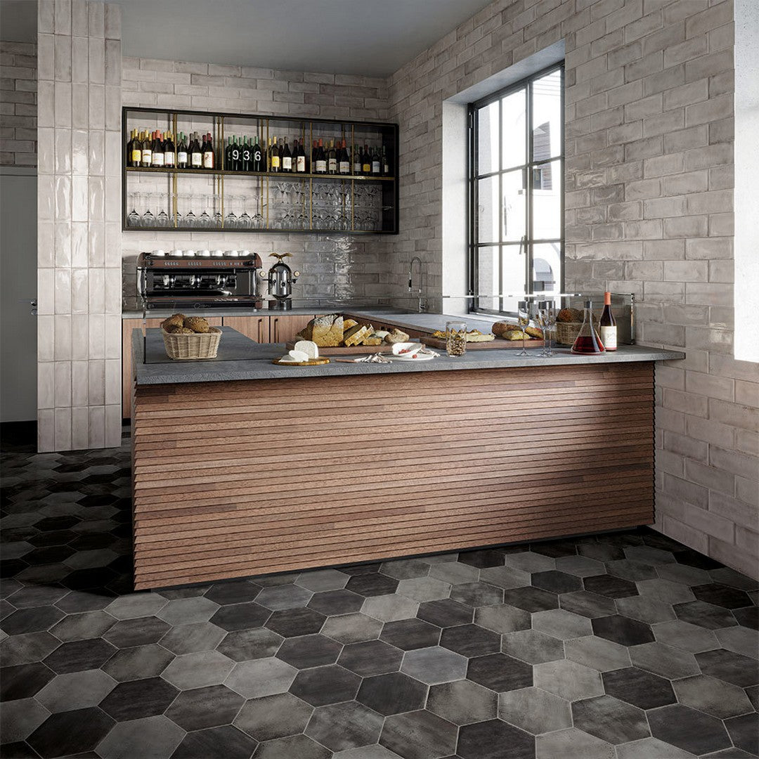 Tesoro-Fuoritono-9.25-x-10.75-Pressed-Matte-Hexagon-Porcelain-Tile-Nero
