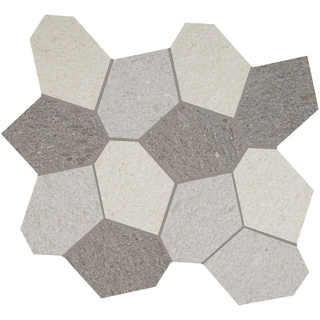 Crossville Civilization 13" x 15" Unpolished Porcelain Blend Polygon Mosaic