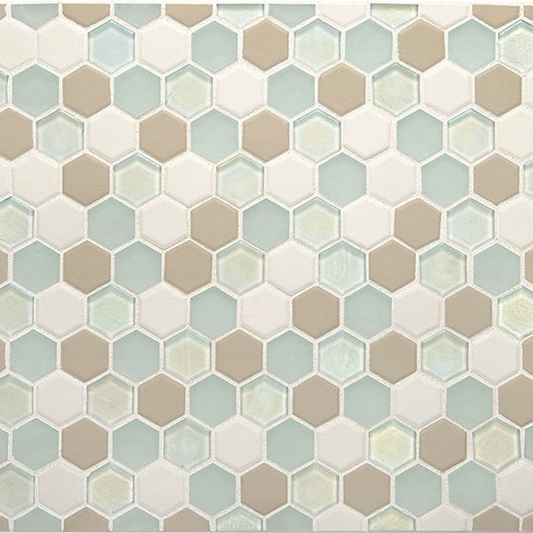 Daltile Coastal Keystones 12" X 12" Mixed Interlocking Glass 1" Hexago