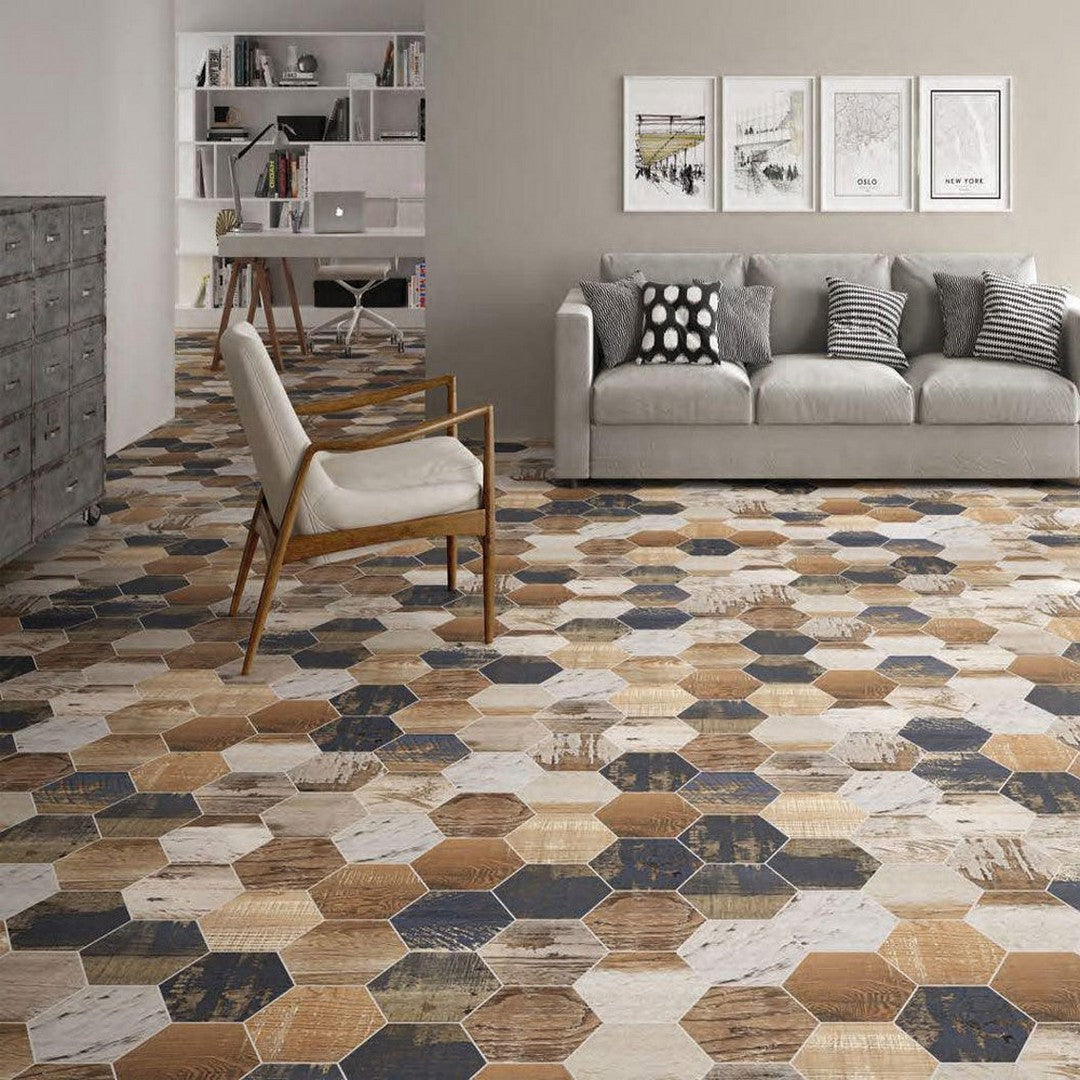 Tesoro-Gauguin--8.5-x-9.75-Pressed-Textured-Hexagon-Porcelain-Tile-Mix