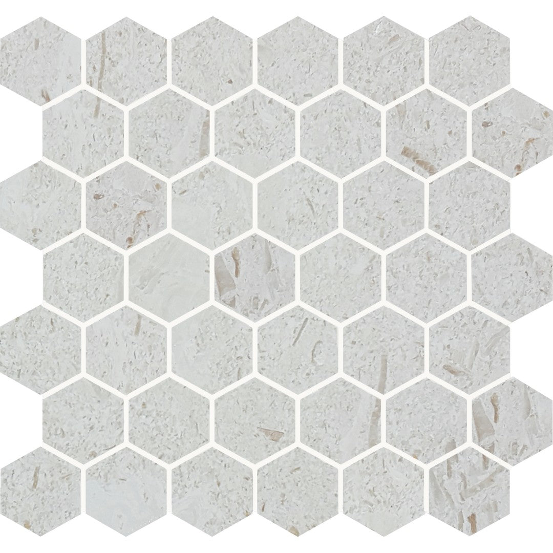 Tesoro Pietra Antica 11.75" x 12.50" Brushed 2" Hexagon Natural Stone Mosaic