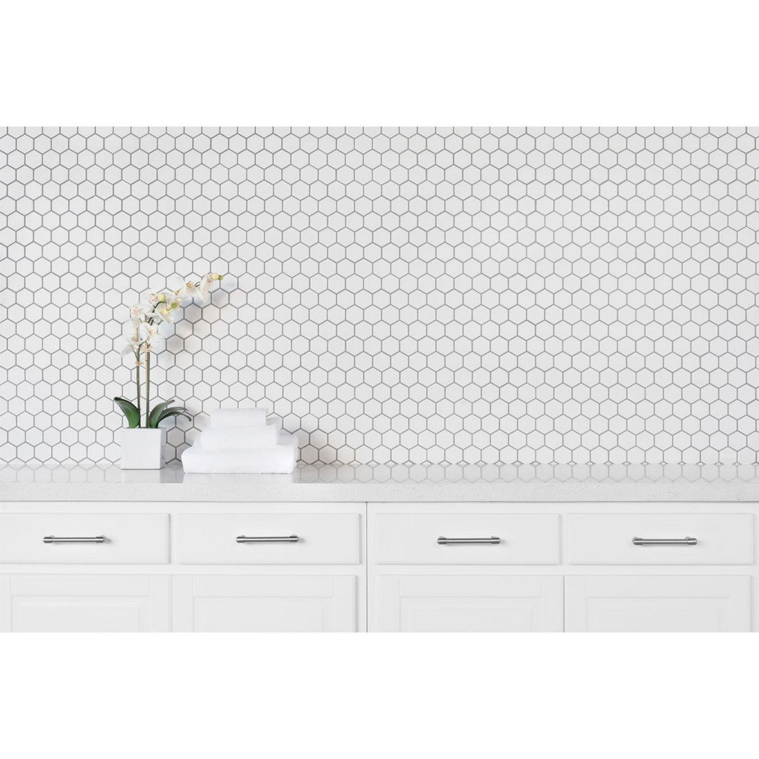 Bedrosians-Le-Cafe-10.25-x-11.75-Hexagon-Matte-Porcelain-1-Mosaic-White