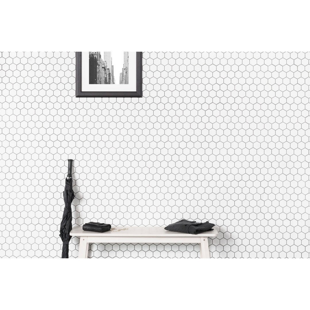 Bedrosians-Le-Cafe-11-x-12.75-Hexagon-Matte-Porcelain-2-Mosaic-White