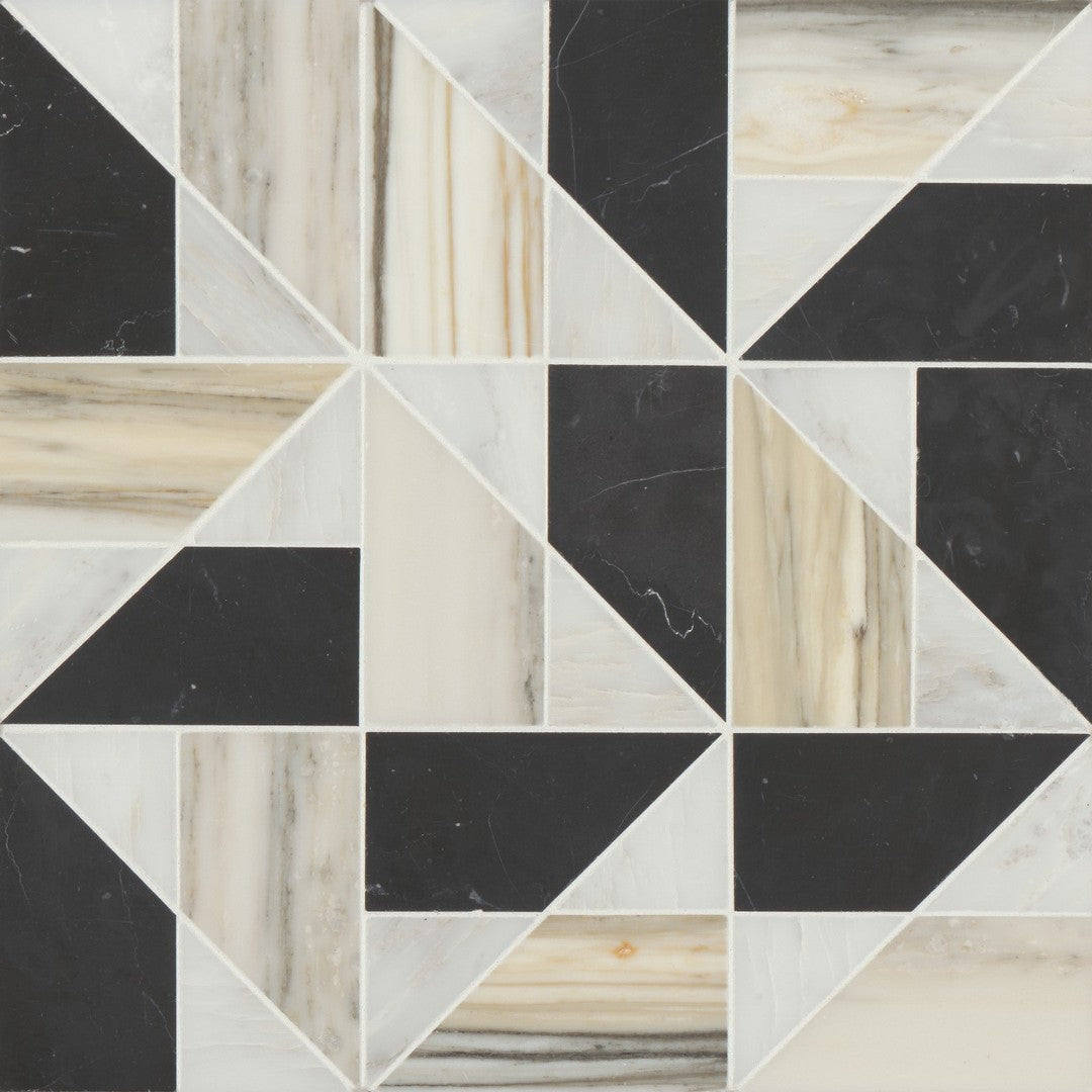 Bedrosians Modni 11.75" x 11.75" Quin Honed Marble Mosaic Tile