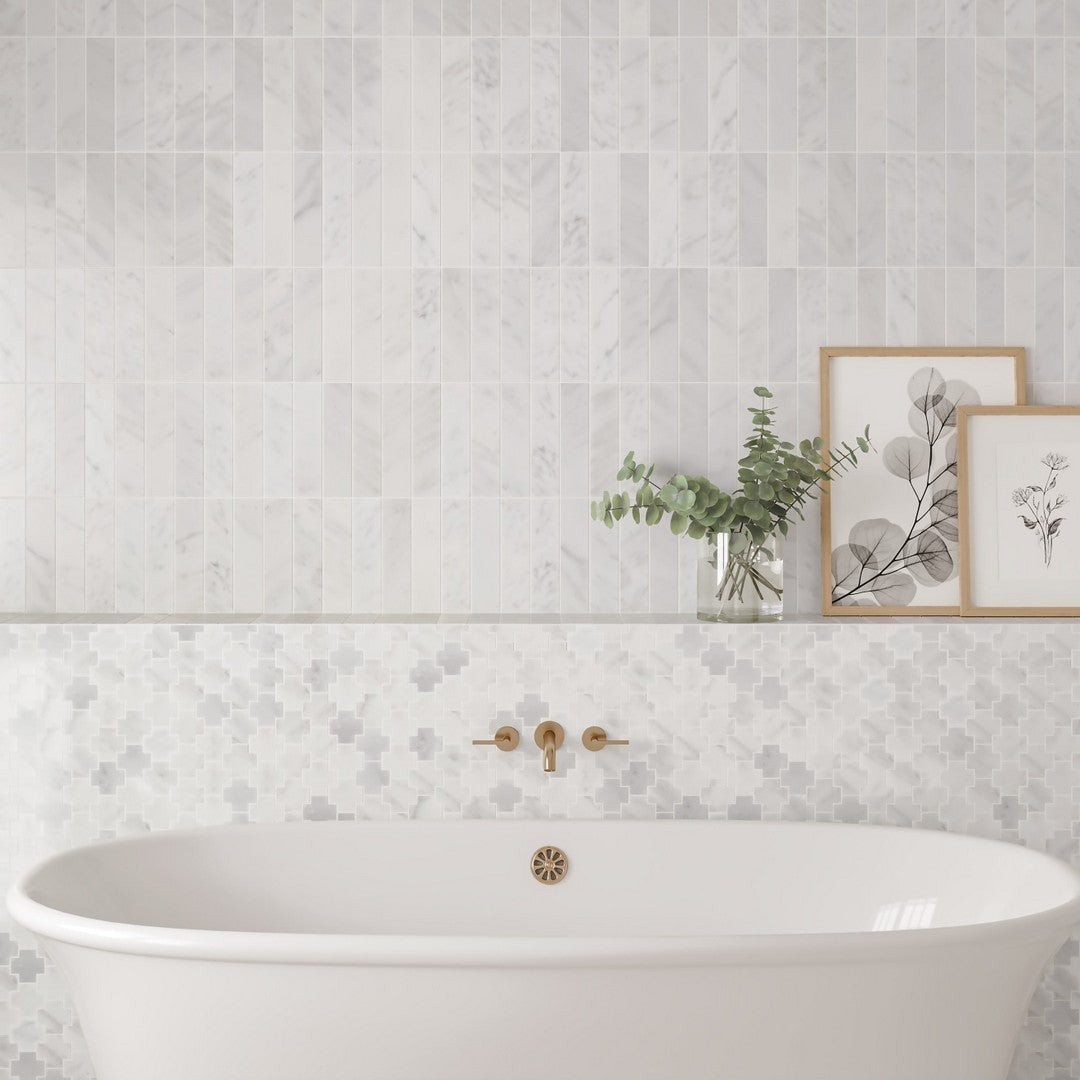 Bedrosians-Monet-2-x-8-Honed-Marble-Decorative-Tile-Oriental-White