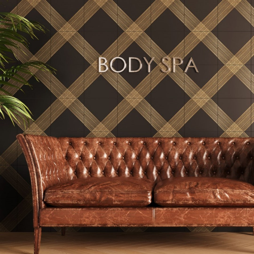 Decortiles-Outline-12-x-12-Satin-2-V-Pattern-Ceramic-Deco-Wall-Tile-Black-Gold