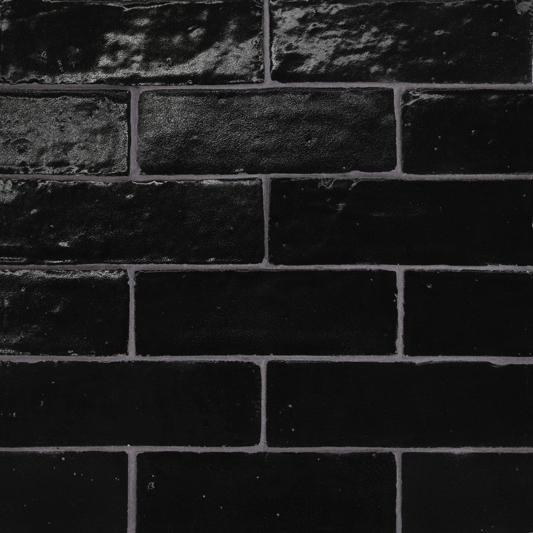 AZAZEL ブラックメタル　blackl Glossy Zagora Zellige 2x6 Tile by Bedrosians in Ceramic