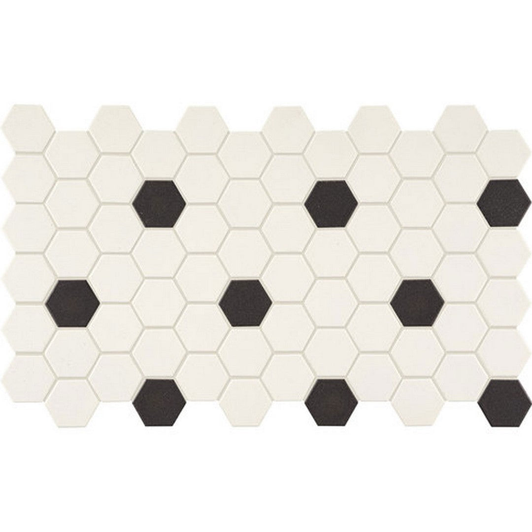 Daltile-Keystones-12-x-24-Matte-Porcelain-2-Hexagon-Mosaic-Arctic-White-Black