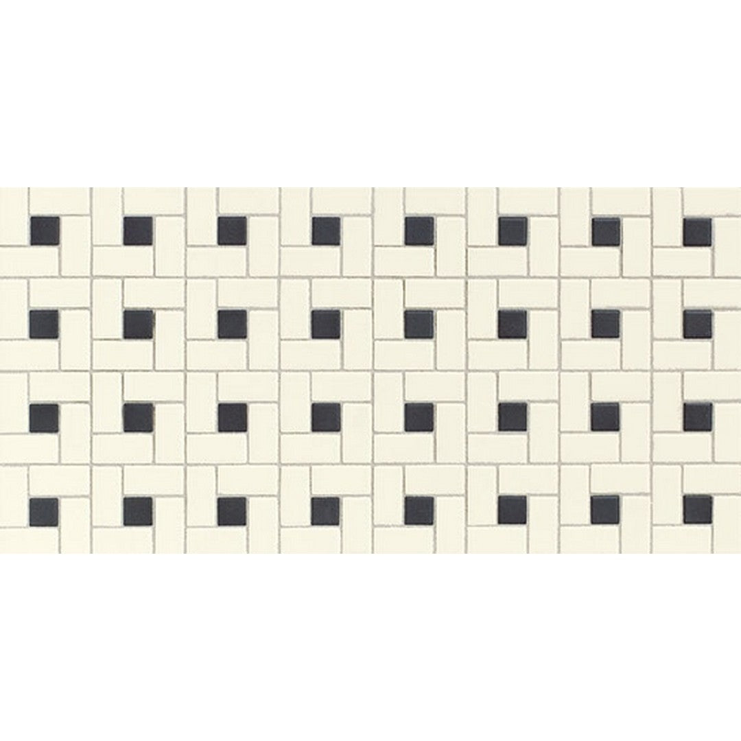 Daltile Keystones 12" x 24" Porcelain 1x2" Blends Black Dot Windmill Mosaic