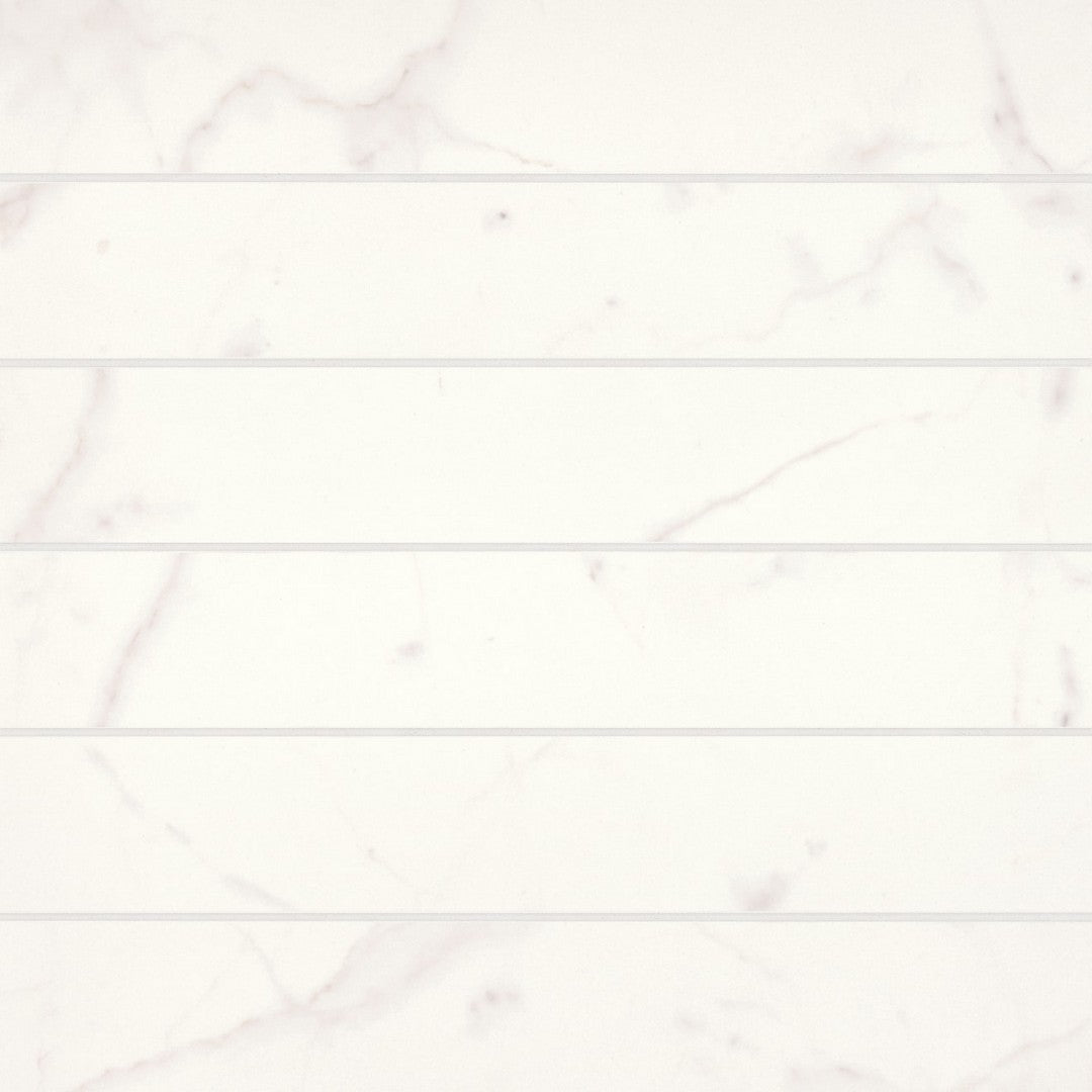 Bedrosians Magnifica 4" x 24" Calacatta Super White Honed Tile 8mm