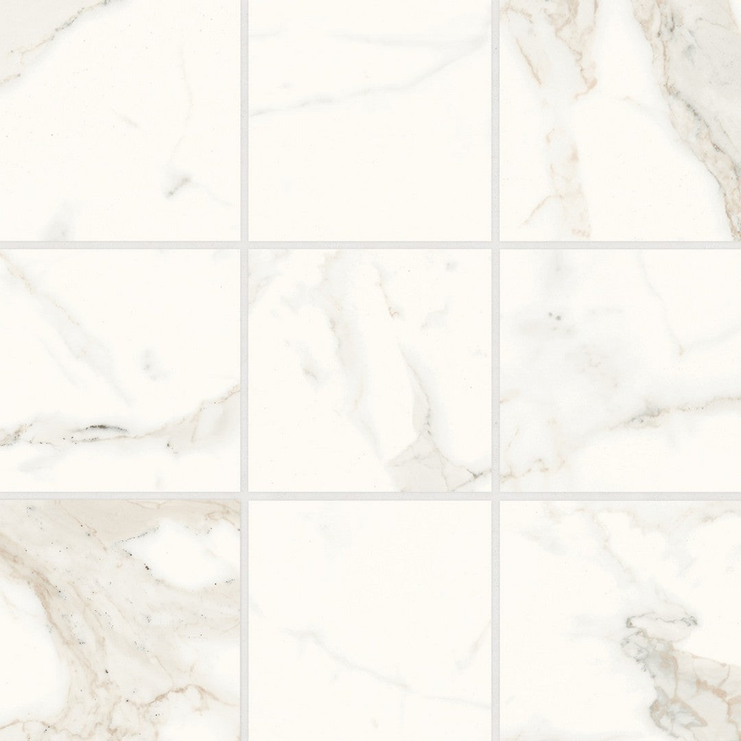 Bedrosians Magnifica 4" x 4" Calacatta Super White Honed Mosaic