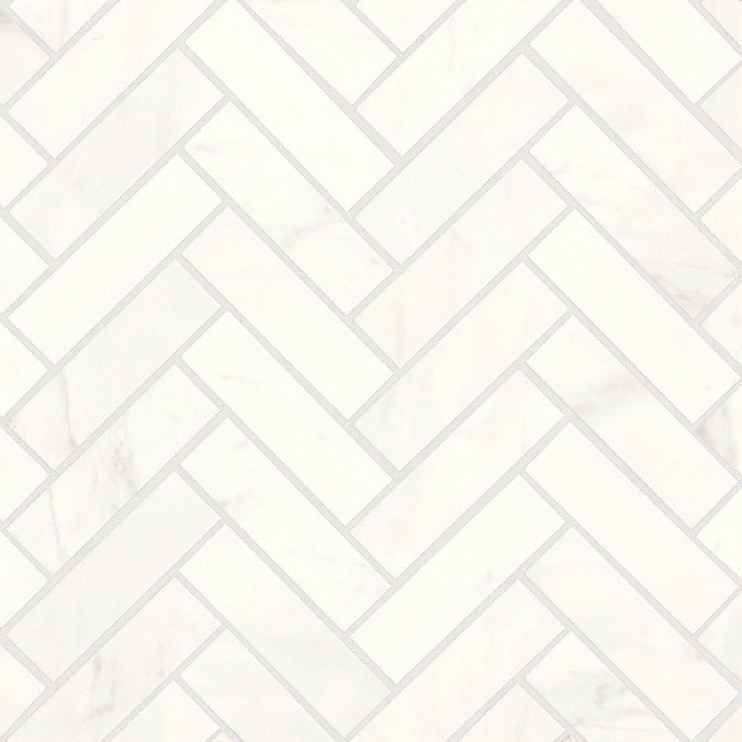 Bedrosians Magnifica 1" x 4" Honed Herringbone Luxe White Mosaic