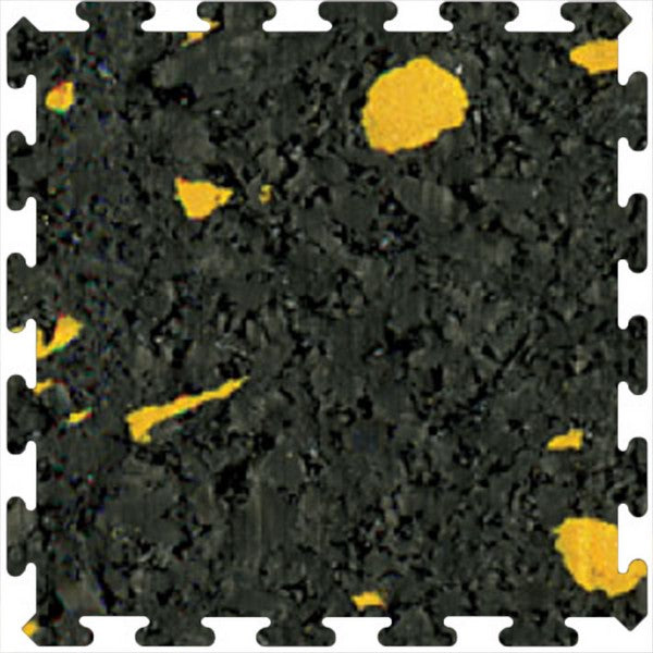 Flexco Prime Sports 34.25" x 34.25" Smooth 0% Black Chip Color Rubber Interlocking Tile 12mm