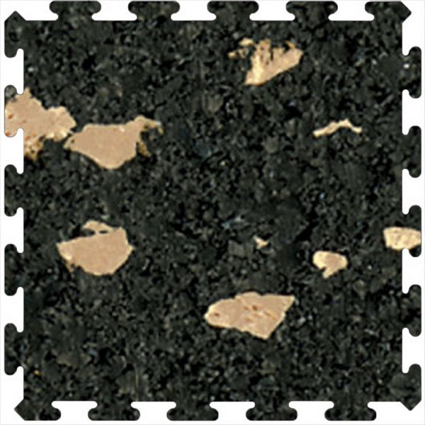 Flexco Prime Sports 34.25" x 34.25" Smooth 0% Black Chip Color Rubber Interlocking Tile 12mm