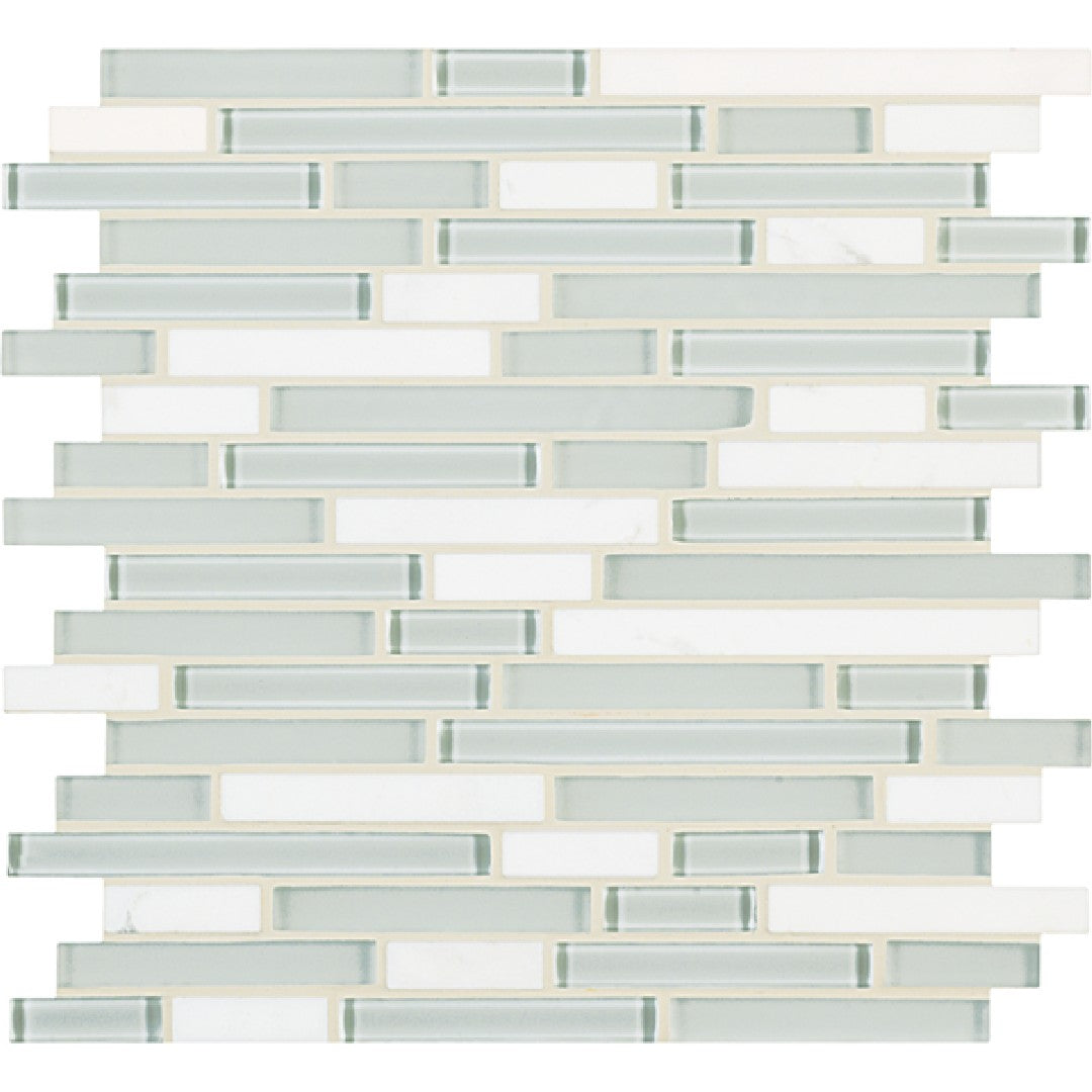 Crossville Ebb & Flow 11.75" x 13" Natural Stone and Glass Mixed Linear Mosaic