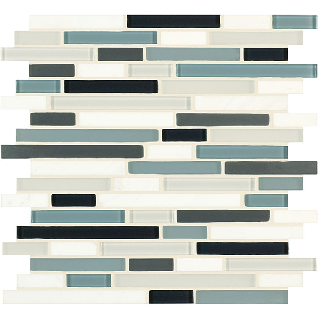 Crossville Ebb & Flow 11.75" x 13" Natural Stone and Glass Mixed Linear Mosaic