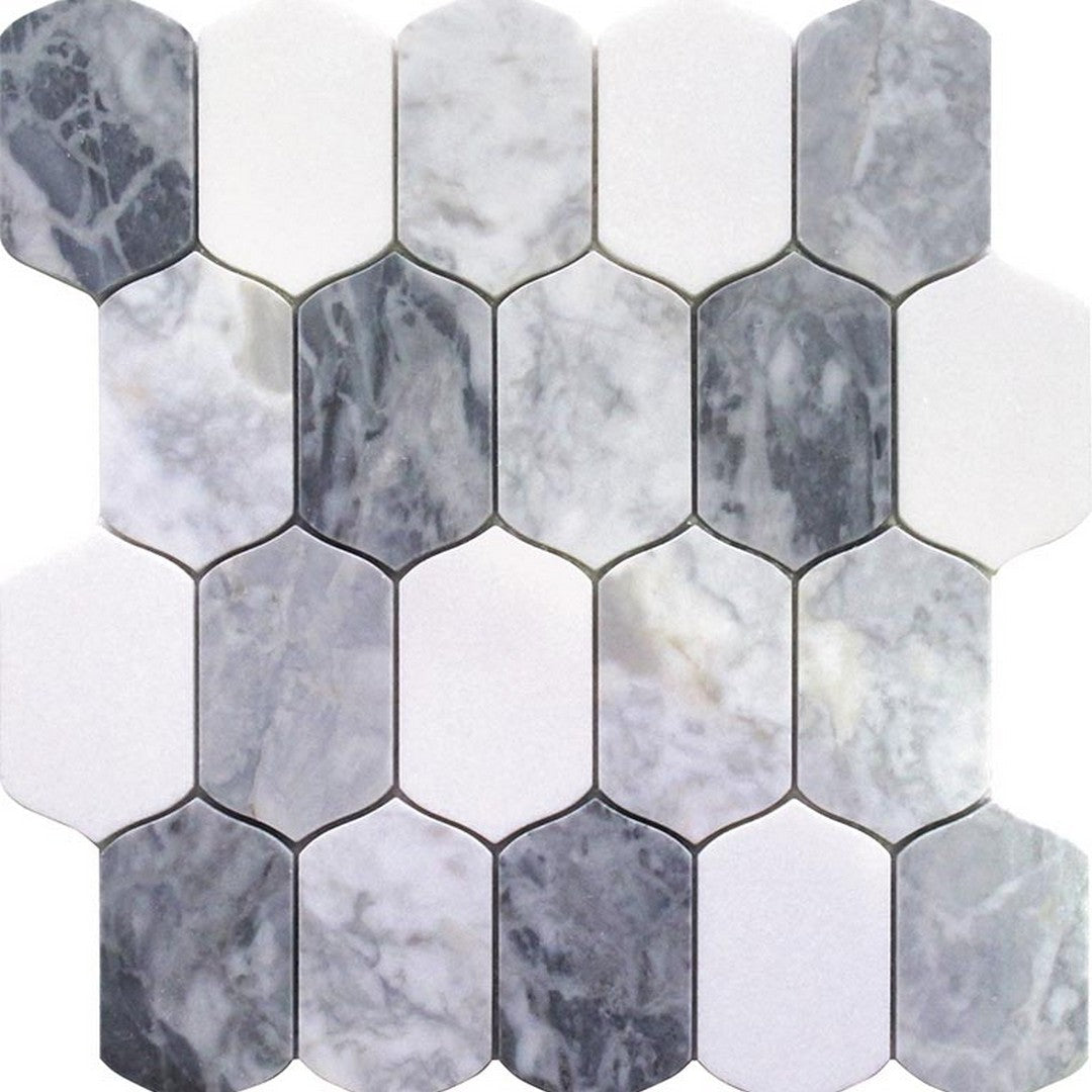 MiR Emilia 13.2" x 12.2" Calacatta Bluette & Thassos White Mosaic