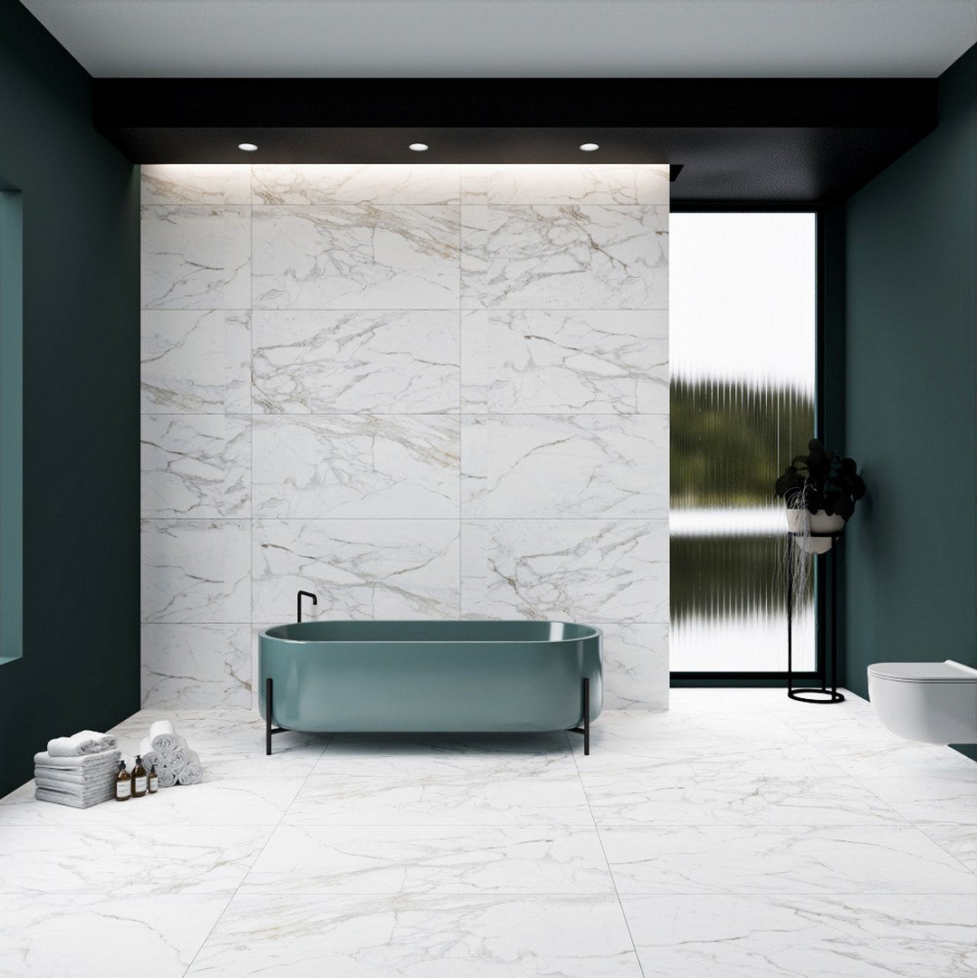 Tesoro-Lucca-24-x-48-Rectified-Matte-Porcelain-Tile-Calacatta