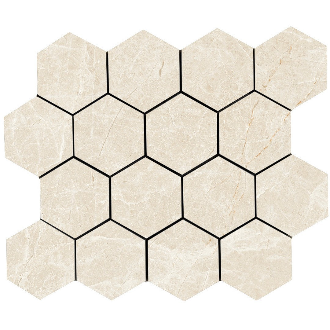Tesoro Lucca 10.25" x 11.75" Rectified Matte Porcelain 3" Hexagon Mosaic