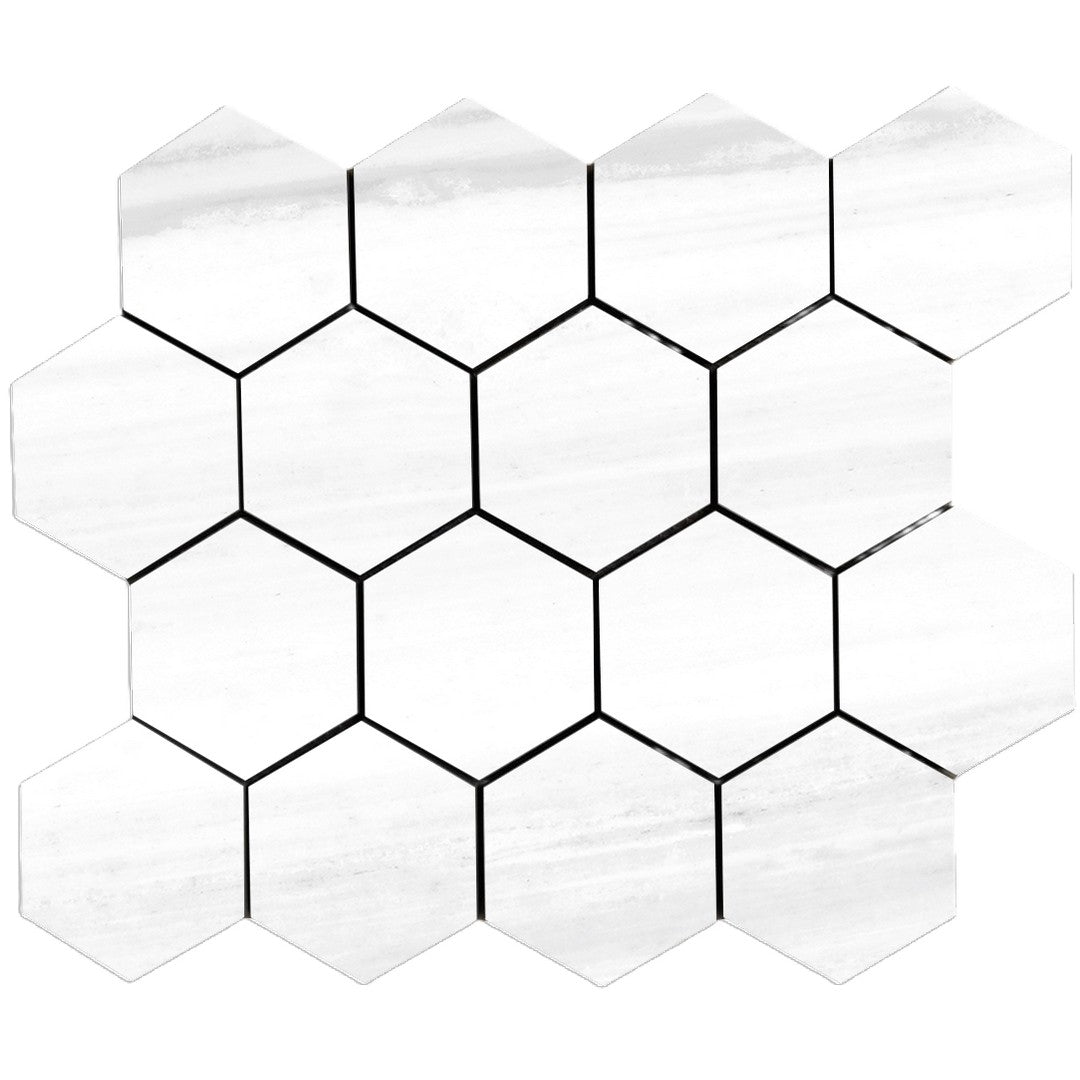 Tesoro Lucca 10.25" x 11.75" Rectified Polished Porcelain 3" Hexagon Mosaic