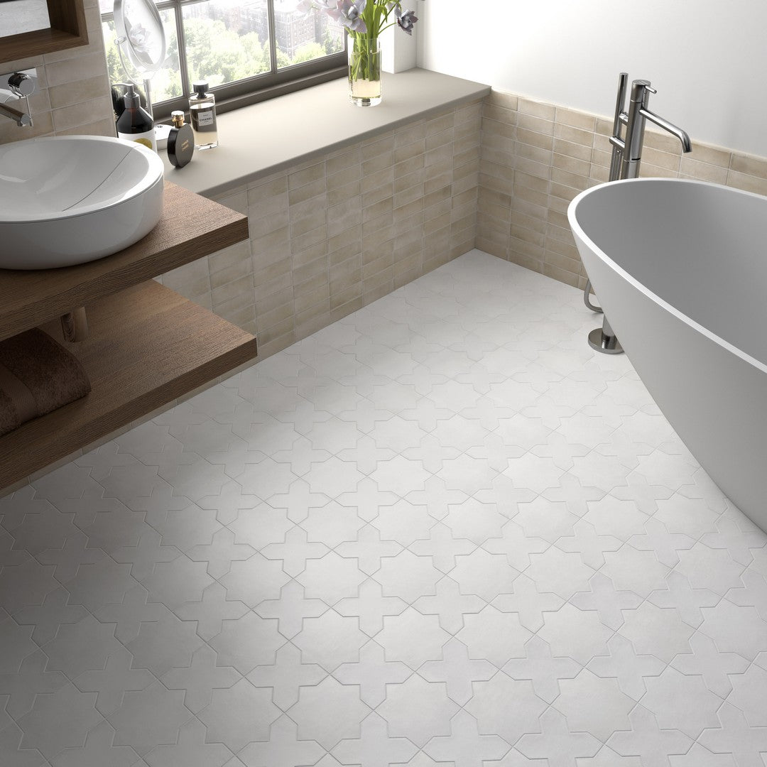 Tesoro-Kasbah-6.5-x-6.5-Pressed-Matte-Porcelain-Stare-Tile-Bone-Star