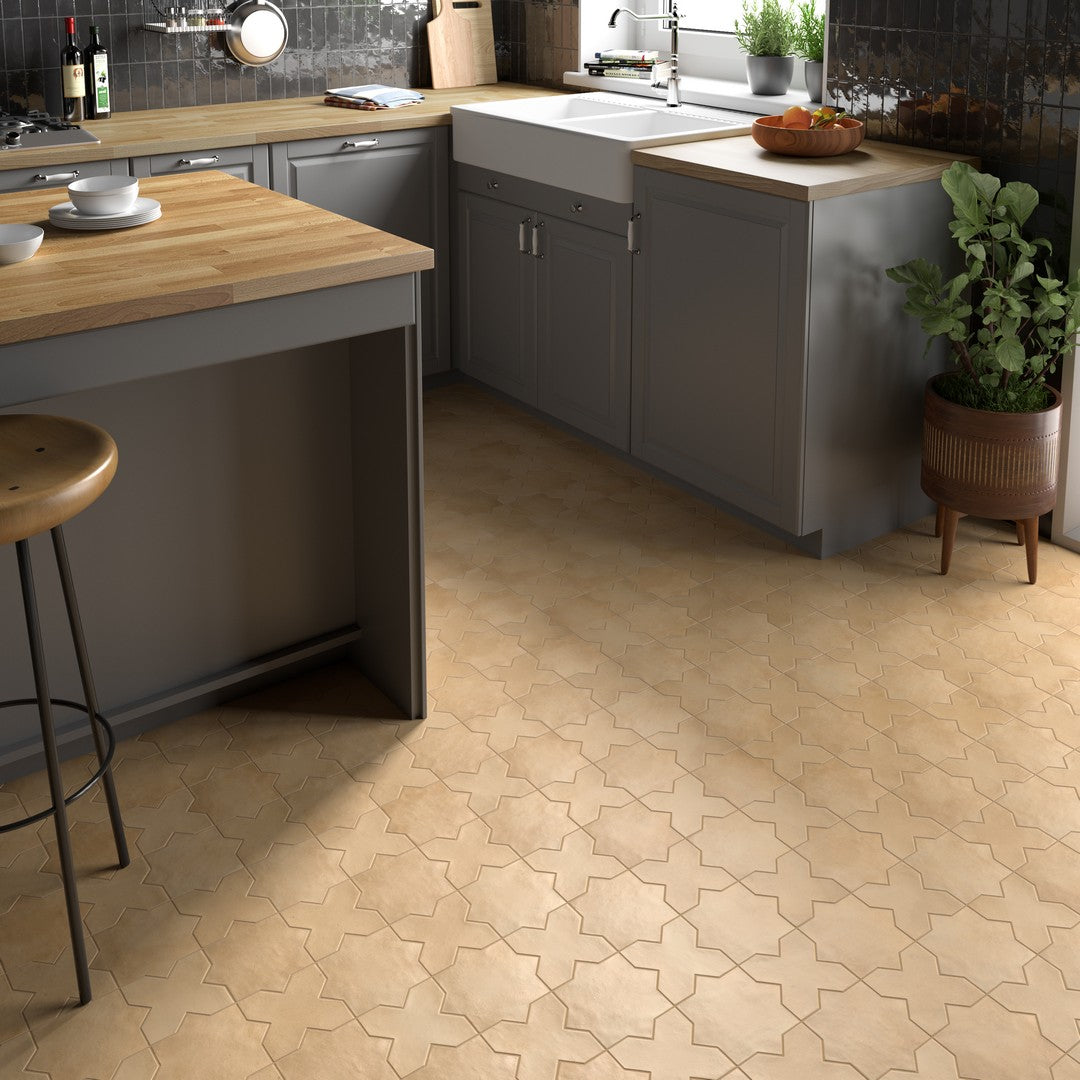 Tesoro-Kasbah-6.5-x-6.5-Pressed-Matte-Porcelain-Stare-Tile-Fawn-Star