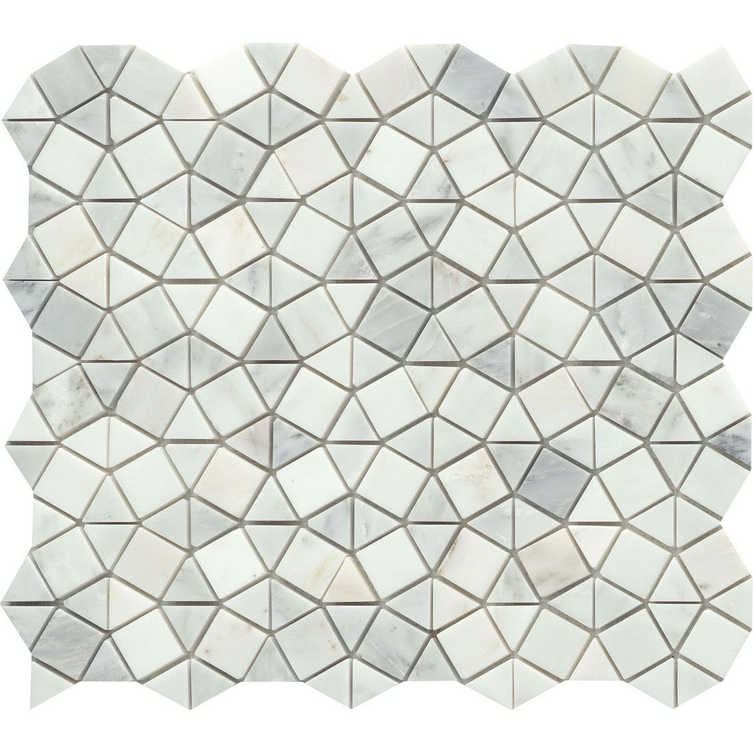 Emser Marble Winter Frost 12" x 12" Polished Marble Geometric Mosaic
