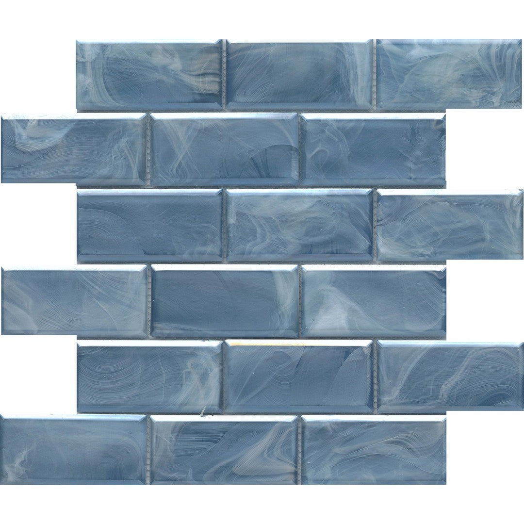 Emser Splash 12" x 12" Pressed Satin Offset Beveled Glass Mosaic