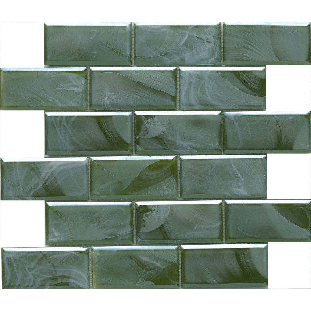 Emser Splash 12" x 12" Pressed Satin Offset Beveled Glass Mosaic
