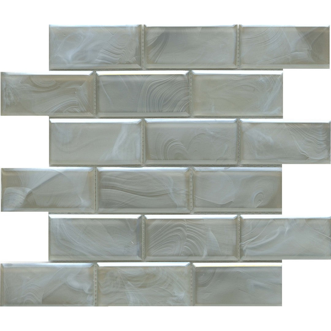 Emser Splash 12" x 12" Pressed Satin Offset Beveled Glass Mosaic