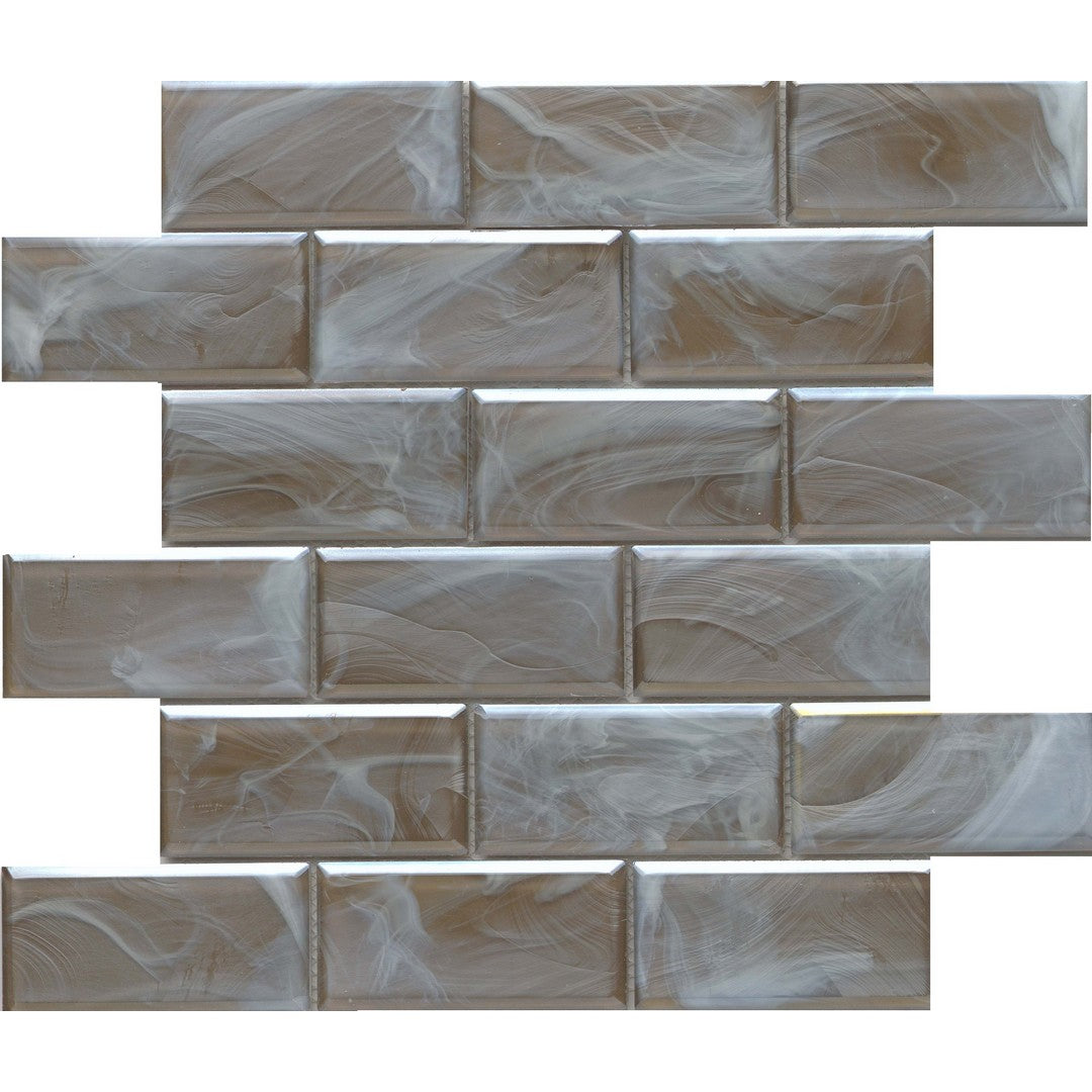 Emser Splash 12" x 12" Pressed Satin Offset Beveled Glass Mosaic