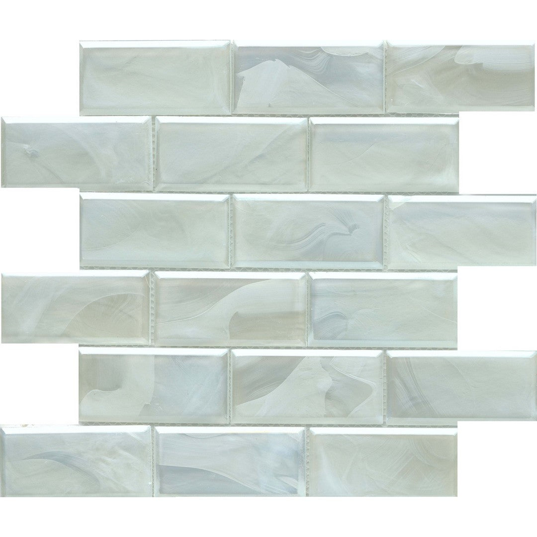 Emser Splash 12" x 12" Pressed Satin Offset Beveled Glass Mosaic