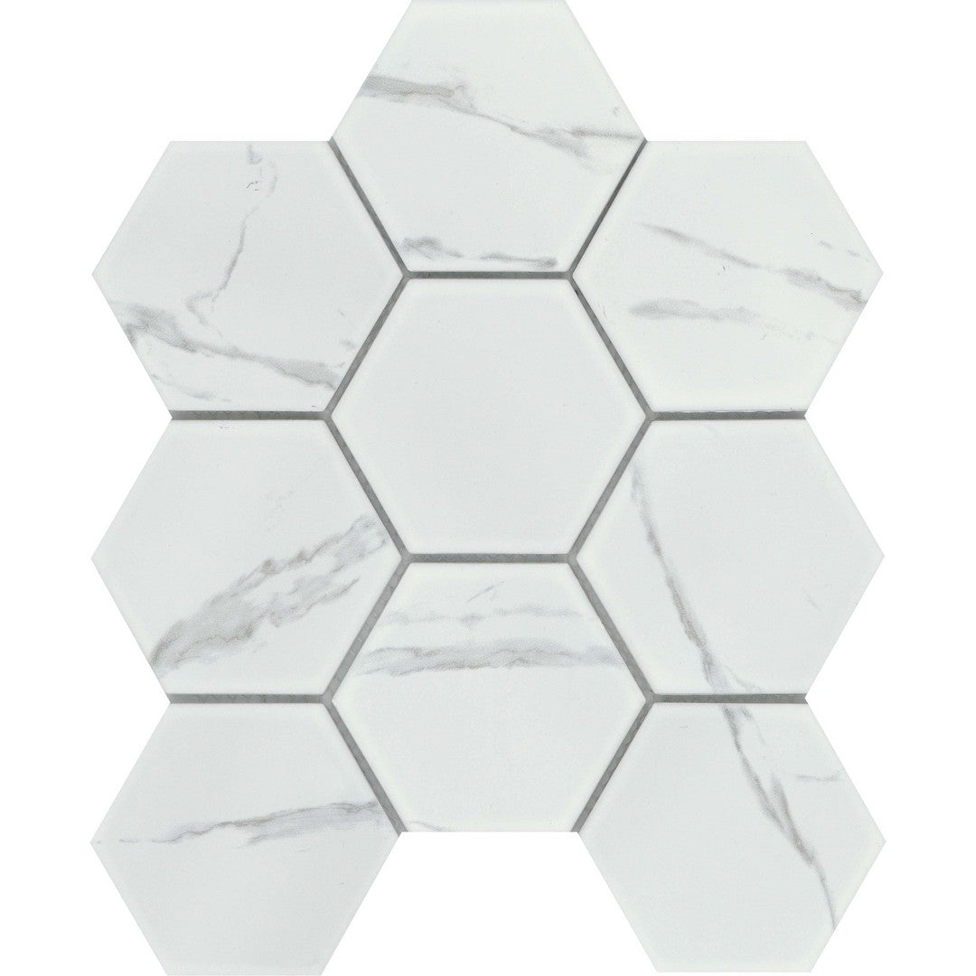 Emser Elegan 10" x 11" Pressed Matte 4" Hexagon Porcelain Mosaic