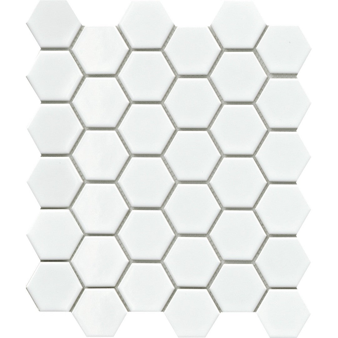 Emser Influence 11" x 13" Glossy 2" Hexagon Porcelain Mosaic