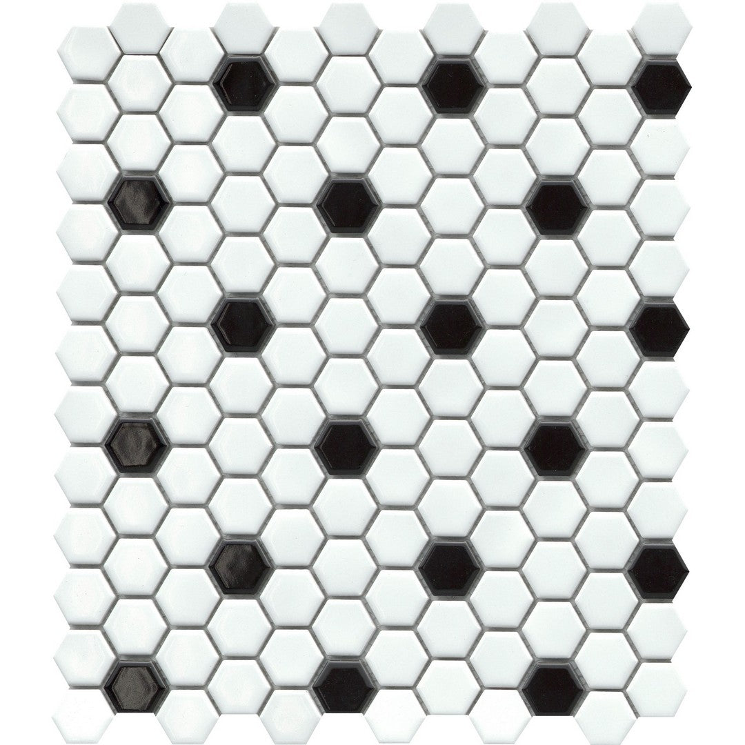 Emser Influence 10" x 12" Glossy 1" Hexagon Porcelain Mosaic