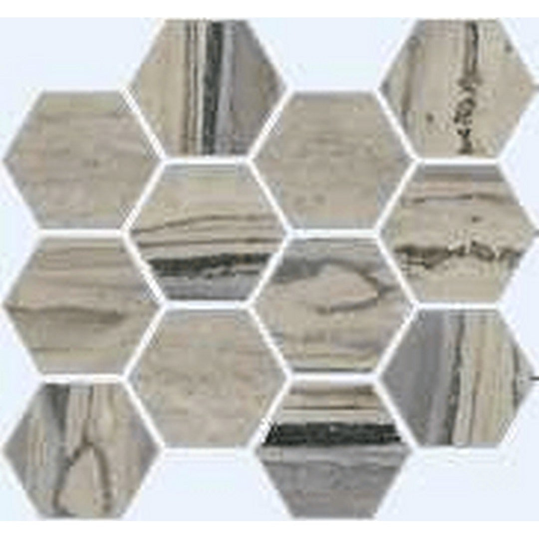 Happy Floors Exotic Stone 12" x 14" Natural Porcelain Hexagon Mosaic