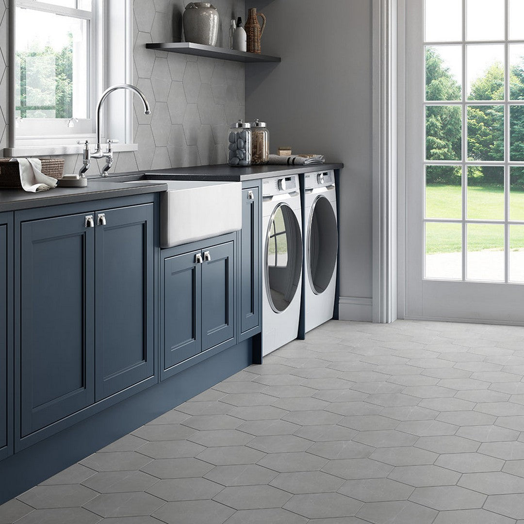 8x10 Emser Sterlina Hexagon Mosaic Tile in Matte Porcelain Surface
