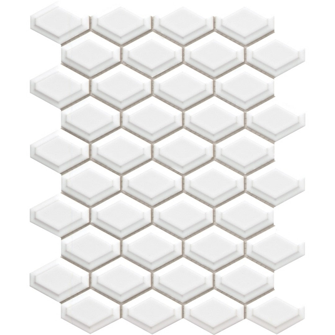 Emser Catch 10" x 13" Pressed Glossy 2" Hexagon Porcelain Mosaic