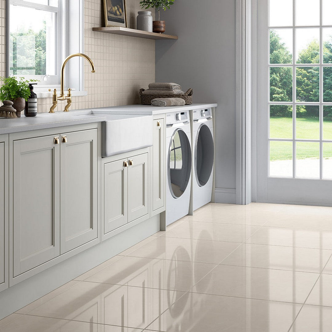Emser Sterlina II Ivory 24x24 Porcelain Tile in Polished Surface