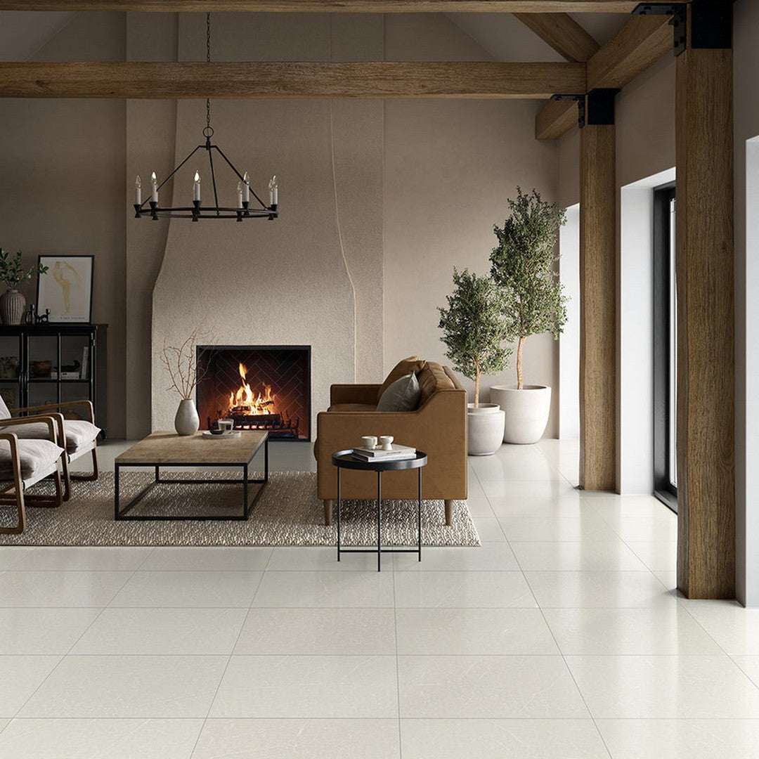 Emser Sterlina II Ivory 24x24 Porcelain Tile in Polished Surface