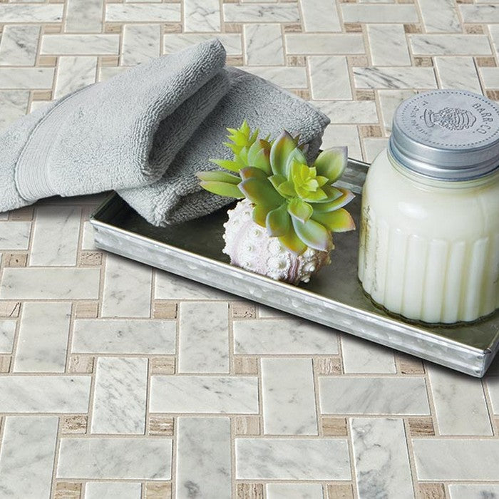 Maniscalco-Daintree-Exotic-12-x-12-Polished-Marble-Basketweave-Mosaic-Bianco-Carrara-Graystone
