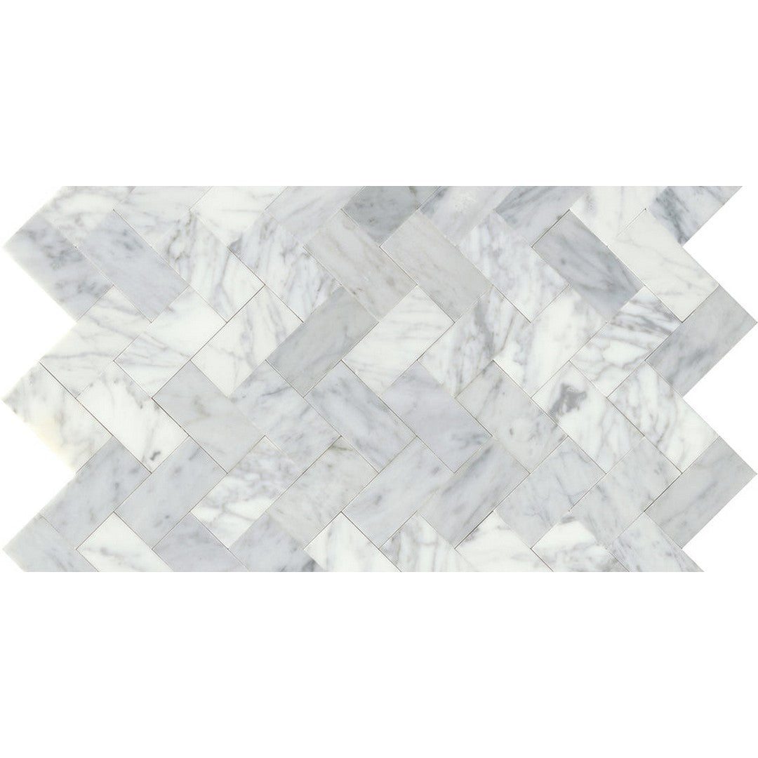 Emser Link 12" x 18" Honed Marble Herringbone Mosaic